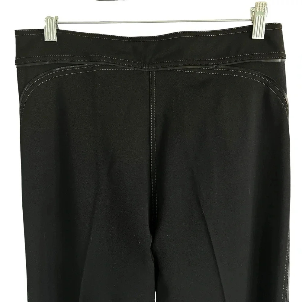 RADZOLI Wide Leg Black Trousers Top Stitch Leather-like Trim Accents Size 8 NWT - Picture 5 of 13